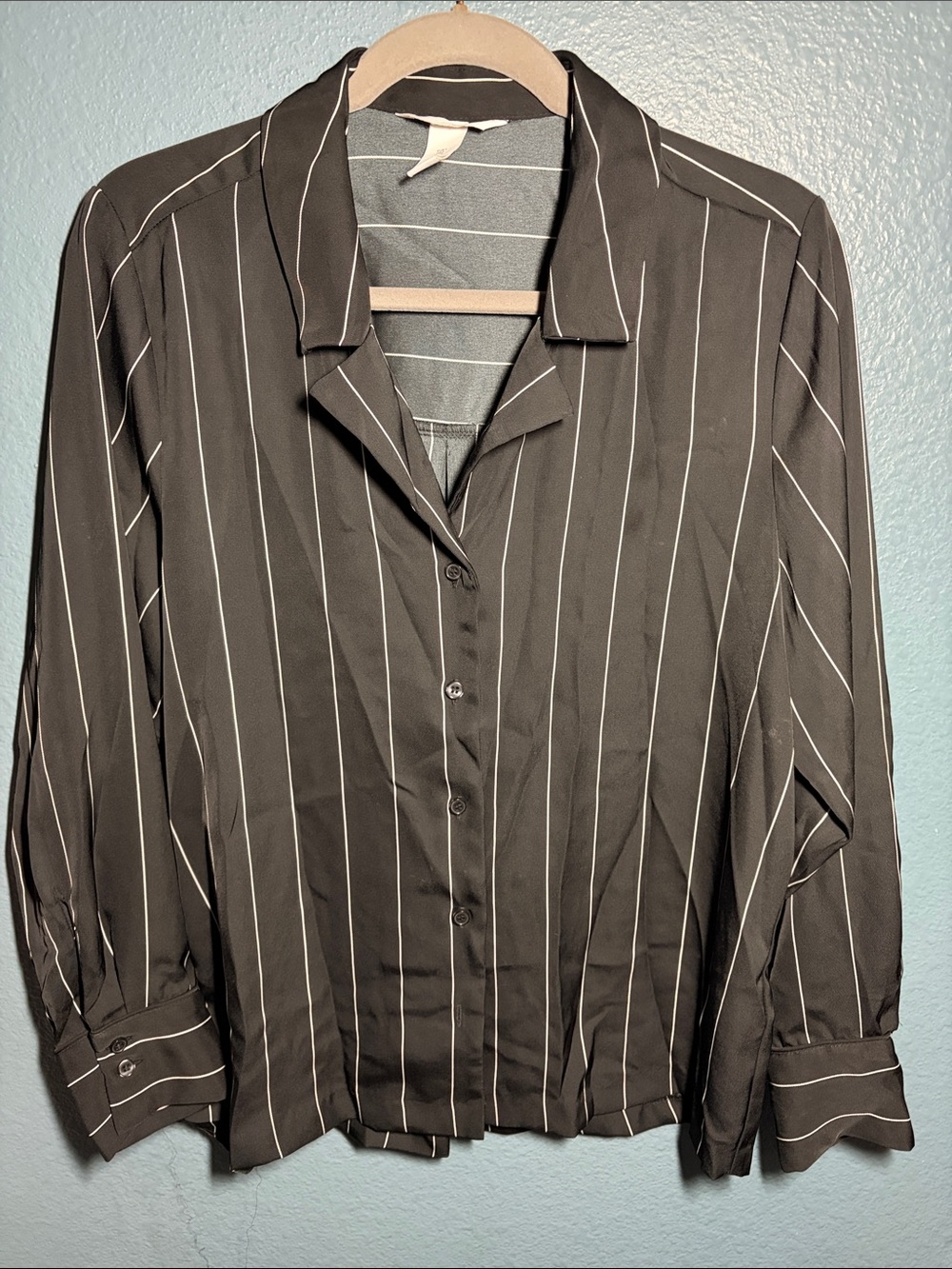 Woman’s Black Stripe Button-Up Shirt H&M size Small